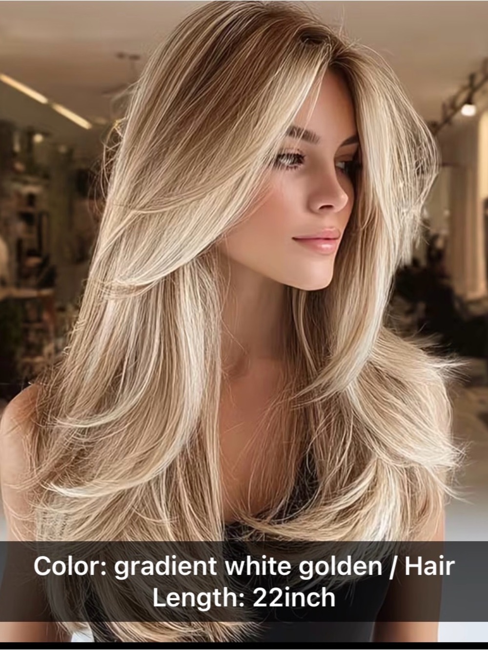 22-Inch Ombre Platinum Blonde Wig